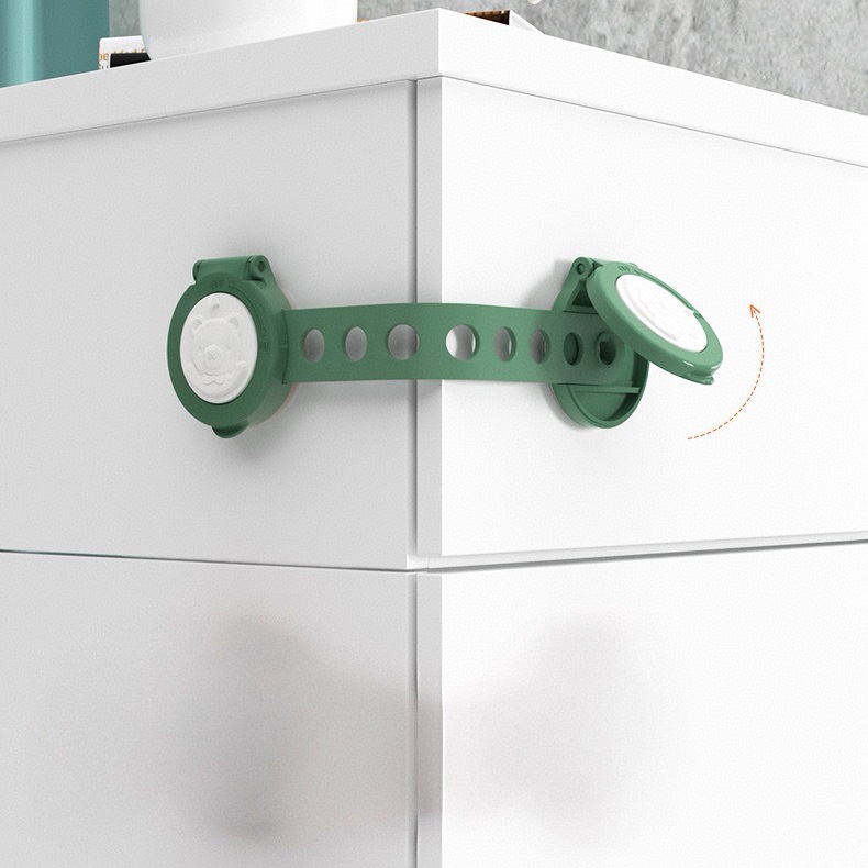 Fuentes transfronterizas Bloqueo de seguridad para bebés ajustable deslizante blanco Bloqueo curvo para niños Bloqueo de alargamiento Bloqueo de límite sin perforación