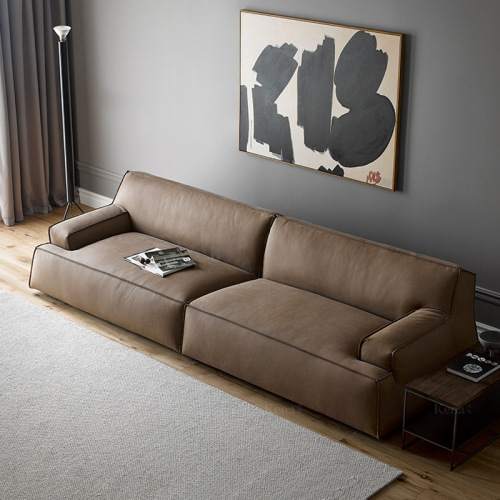Italian all genuine leather sofa, top-layer cowhide, matte leather, modern light luxury Baxter design Z