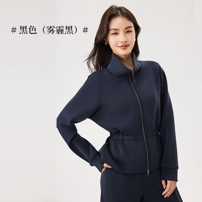女士外套上衣肉感中空兰精莫代尔秋冬季新款收腰短款翻领拉链外套|undefined