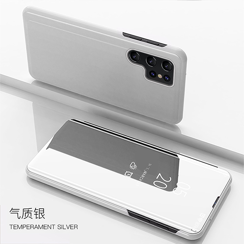 Funda para teléfono móvil Samsung Galaxy S25 Ultra Funda de cuero abatible S25plus Funda protectora de espejo de ventana de medio lado