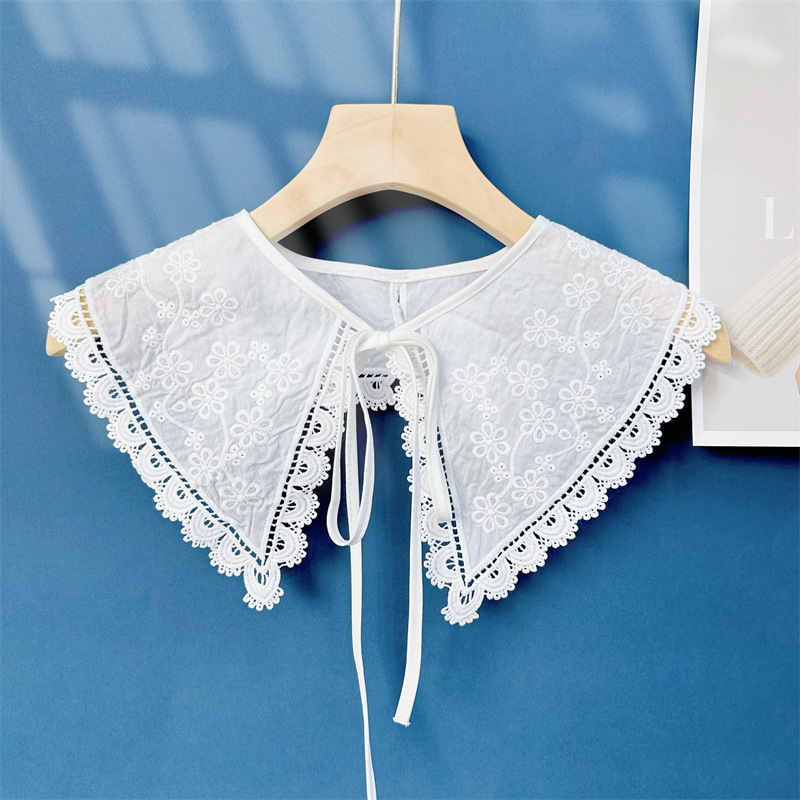 Four seasons outer shawl milk silk chiffon water-soluble embroidery fake collar lace collar flower cross-border e-commerce