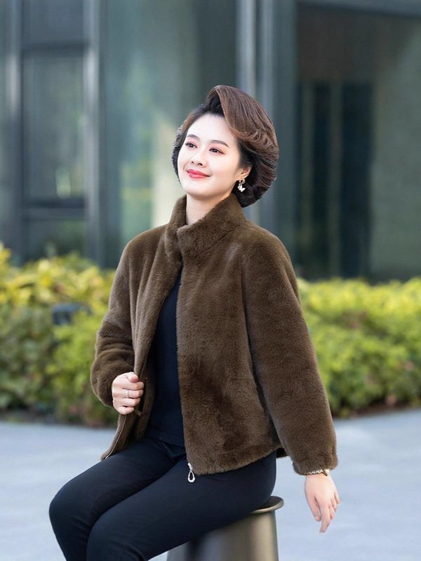 时尚百搭加厚保暖女装2025立领外套高档洋气纯色短款爆款冬季开衫|undefined