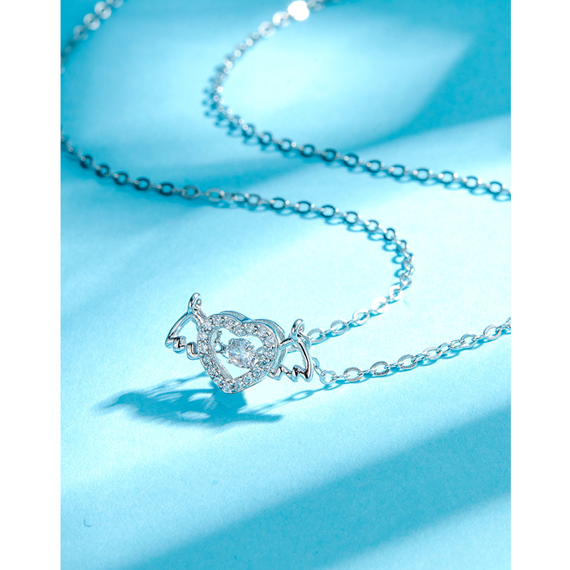 925 plata esterlina corazón Ángel Collar para mujeres todo partido ins2023 nuevo alto grado nicho diseño clavícula cadena
