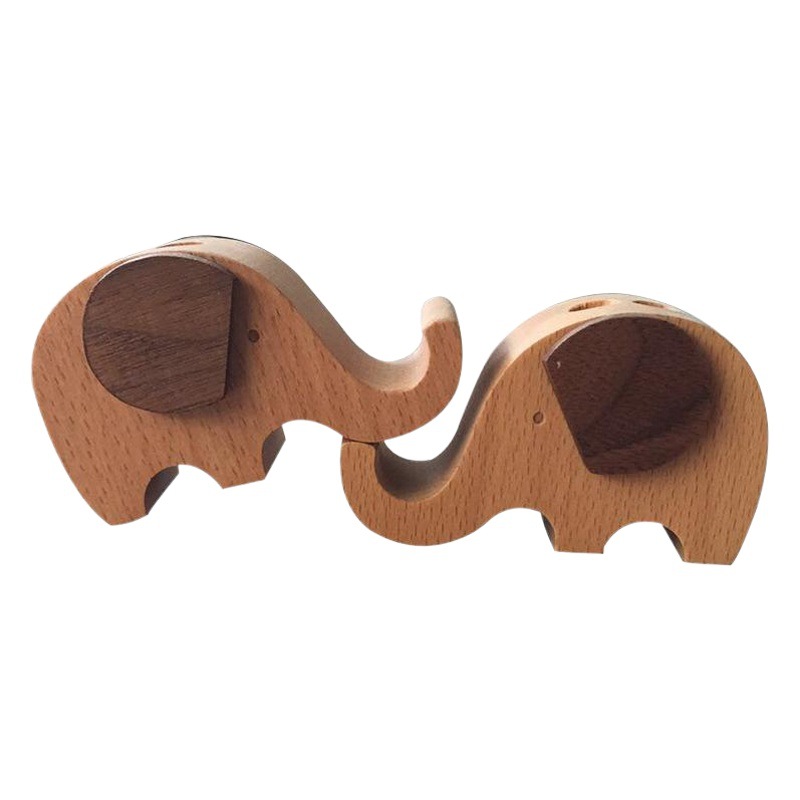 Titular de la pluma del elefante creativo titular del teléfono móvil lindo animal titular del teléfono móvil de madera perezoso titular del teléfono móvil logotipo tallado