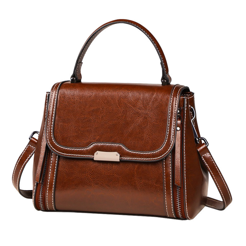 European and American Retro Style 2024 New Genuine Leather Hot Style High-End Versatile Small Square Bag Cowhide Shoulder Bag Crossbody Bag