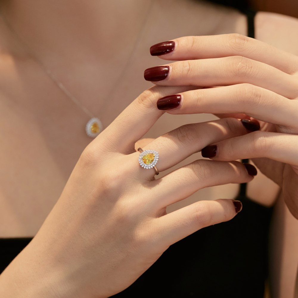 925 Sterling Silver Zircon Water Droplets Flower Rings display picture 4