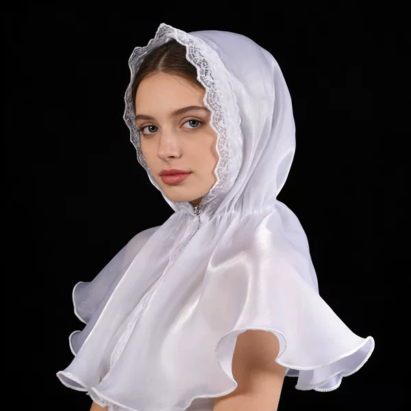 Cross-Border Malaysian Lace Patchwork Headscarf, Organza Single-Color Elastic Style, Fashionable and Simple Design Headscarf