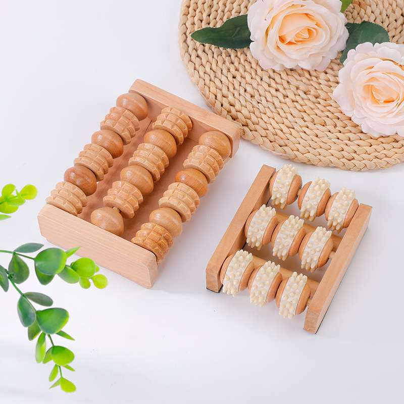 Home Palm Massager Solid Wood Hand Rolling Massager Small and Lightweight Two-Row Massager with logo