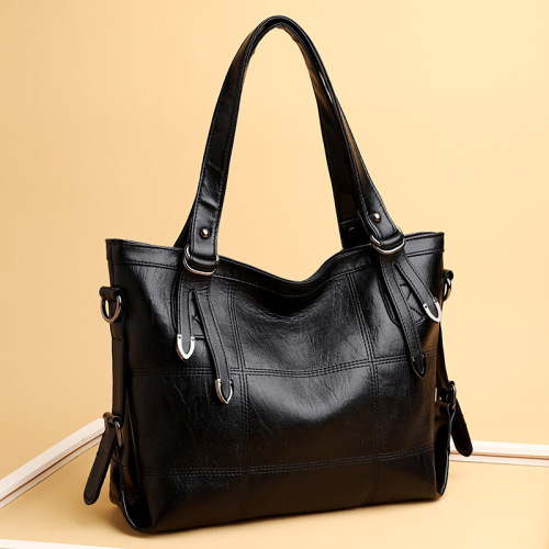 Amazon Women's Bag 2025 PU Soft Leather Texture Large Capacity Fashion Splicing Tote Bag