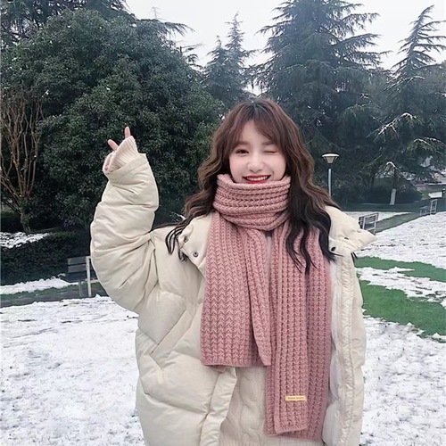 Scarf for Women - Autumn/Winter Korean Style, Solid Color Knitted Wool, Warm, Student, Love, Couples, Unisex, Versatile