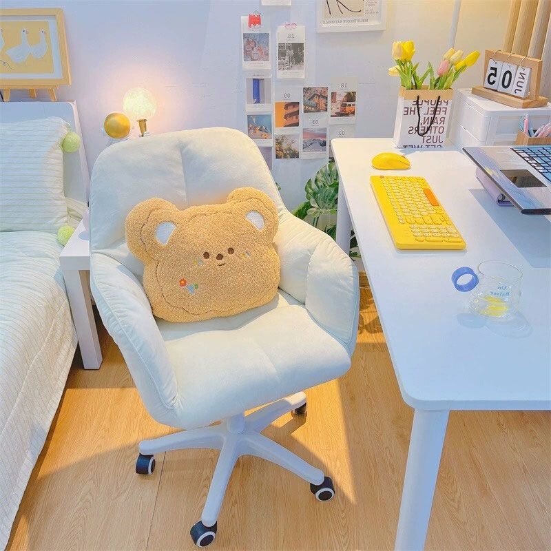 Comfortable Chair for Long Sitting, Dormitory Computer Chair, Home Comfortable Study Desk Chair, Office Chair, Girls' Bedroom Makeup Chair