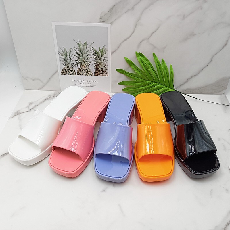 High Heel Slippers Women's High heel New Simple Solid Color Casual Sandals European and American Fashion Sandals Slippers slipper