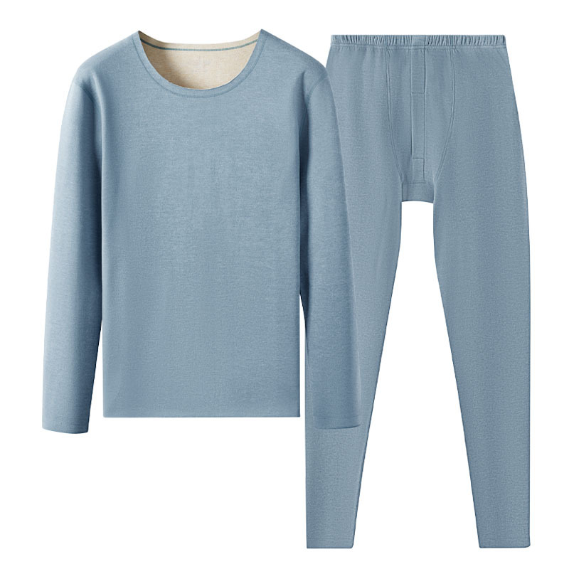 Conjunto de ropa interior térmica, lana, seda, engrosamiento, calefacción, ropa abrigada para hombres, ropa de otoño sin costuras, traje de pantalones largos, invierno para hombres