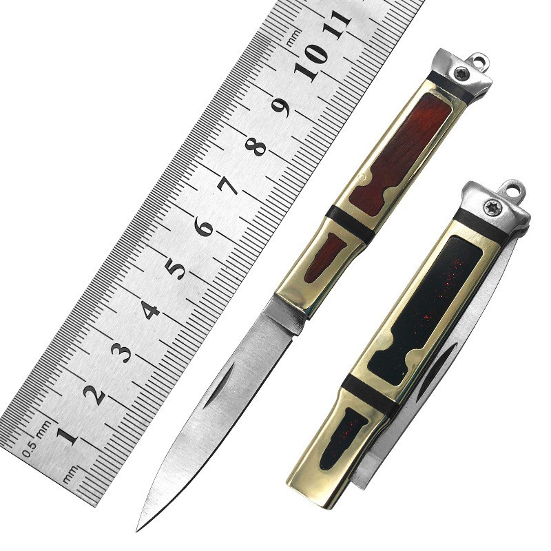 迷你黄铜彩木小刀口袋小刀 削水果折叠刀  精美礼品锋利刀具