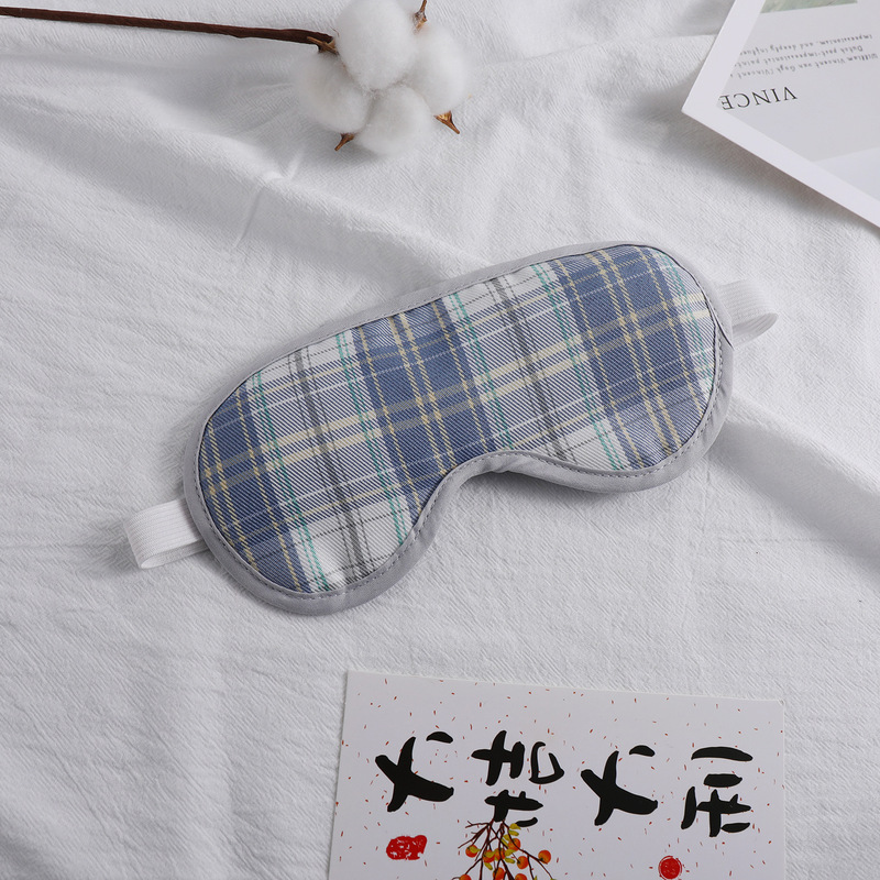 日系創意満版プリント格子縞レトロシンプルアイマスクヘアセット遮光睡眠アイマスク現物多色|undefined