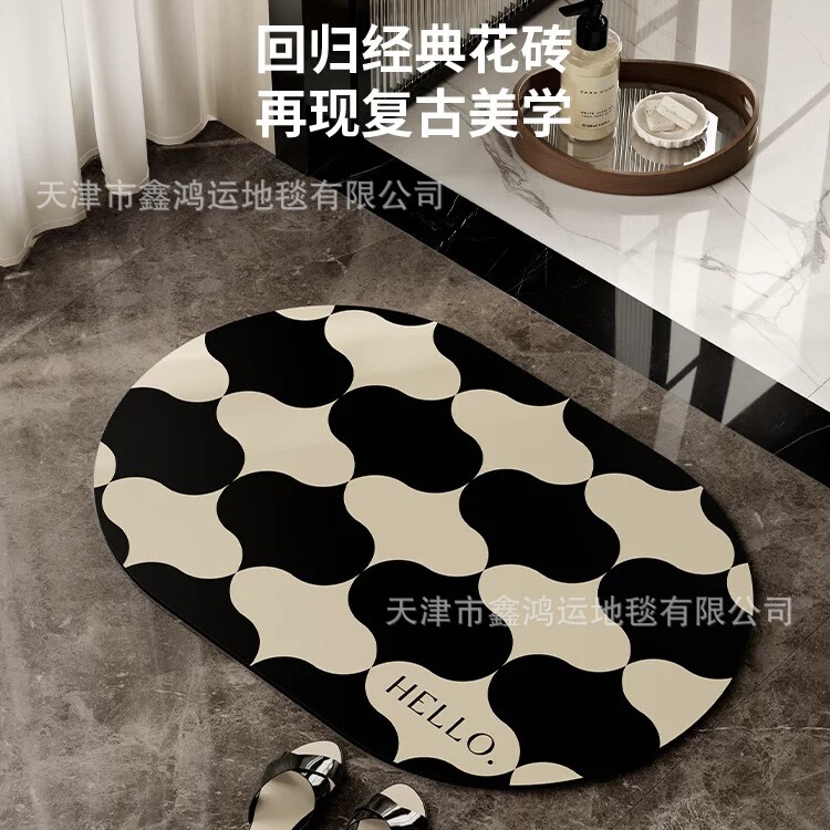 Osta Diatom Mud Bathroom Floor Mat Simple Bathroom Toilet Door Non-Slip Foot Mat Soft Absorbent Quick-Drying Carpet