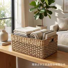 跨境衣物收纳筐可手提玩具零食筐手工编织篮衣柜可抽屉式储物盒子