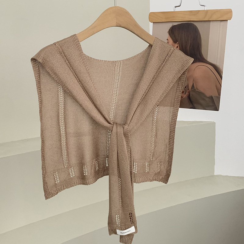 Chal de punto de alta calidad nueva bufanda multiusos en otoño, chal de color sólido con aire acondicionado, chaleco de cuello exterior