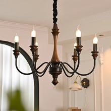 无上良品美式复古客厅吊灯卧室餐厅法式实木中古蜡烛书房侘寂风灯