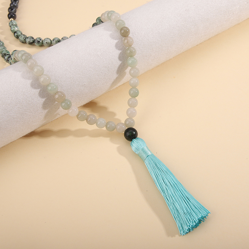 Bohemian Geometric natural stone Tassel Necklace 1 Piece