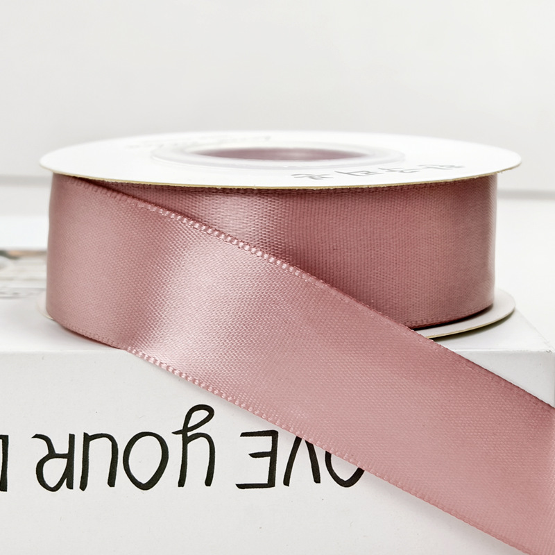 Cinta de pastel de 2,5 cm cinta de decoración de boda al por mayor rosa hecha a mano arco de bricolaje flor cinta de satén