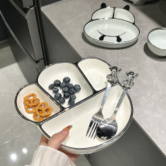 陶磁分格食事皿子供大人ダイエット専用かわいい分菜皿一人食分食制月子食事皿