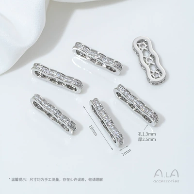 diy string pearl bracelet necklace – Zərgərlik ara hissələri - white-k-three-row-zircon-spacer-1-piece