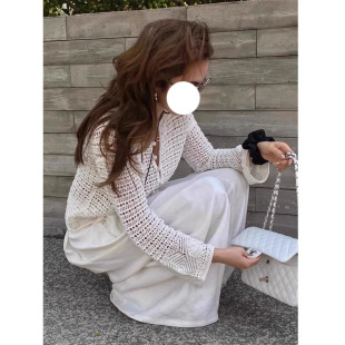 2025 Spring New Style Gentle Style Design Cut Out Knitted Cardigan Lazy Style High-End Top Design