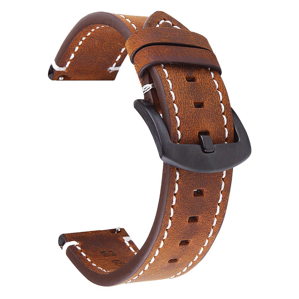 Crazy Horse banda de reloj de cuero Vintage 20mm22mm correa de cuero genuino de liberación rápida transfronteriza Venta caliente en stock venta al por mayor