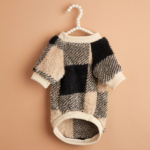 Small dog and cute cat plush sweatshirt manufacturer wholesale trendy cross-border supply grid pet clothing