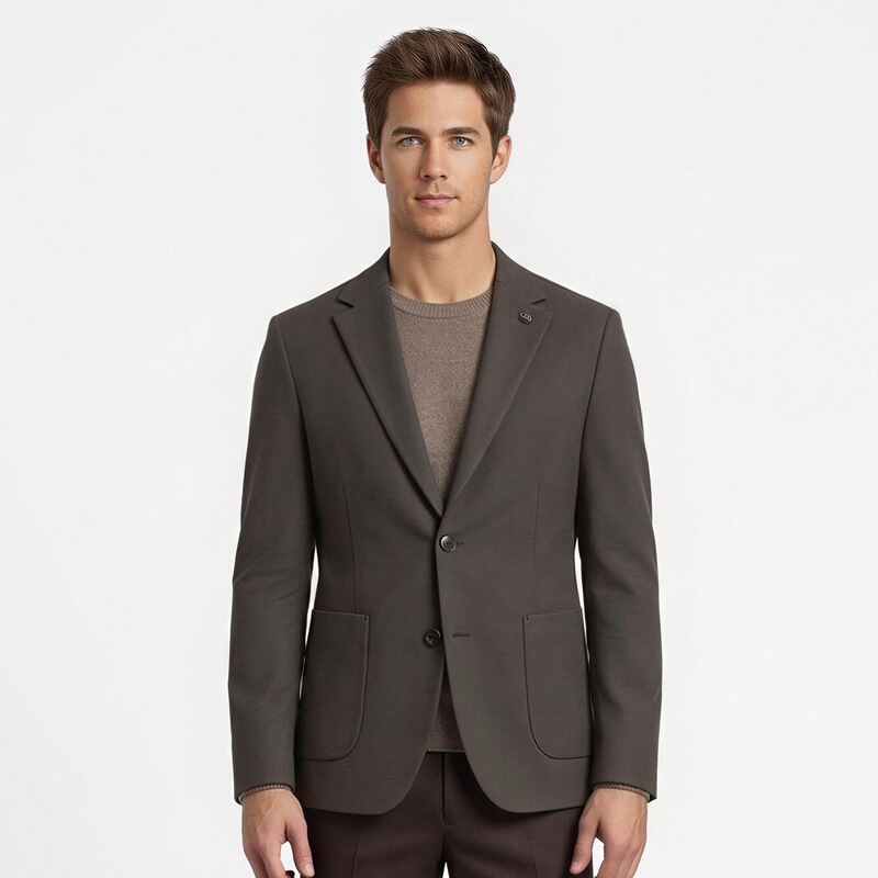 Men's Cotton Modal Blend Knit Blazer Business Casual Single Jacket Stretch Non-Wrinkle Slim Fit Casual Jacket
