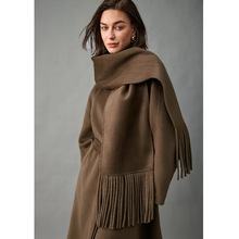 2025秋冬新款LP款带围巾两件套双面呢大衣女百搭100纯山羊绒外套