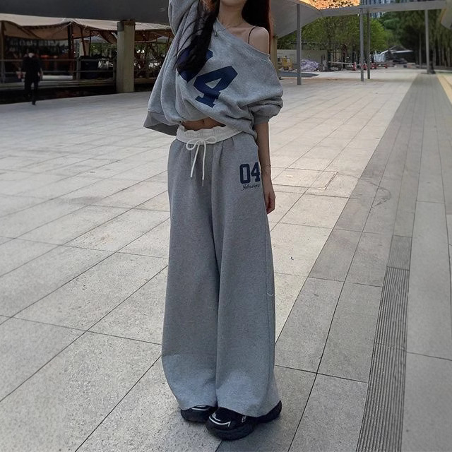 American Retro 2025 Spring Men's and Women's Loose Casual Ins Pants Sports Sweatshirt Sports Splicing Waist Straight Pants