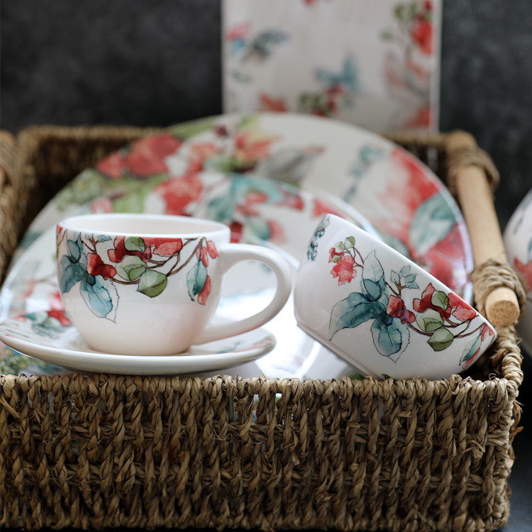 Autumn Style Flower and Grass Plate, Beautiful Western Food Plate, Decorative Plate, Fruit Snack Plate, Home Cooking Plate L^