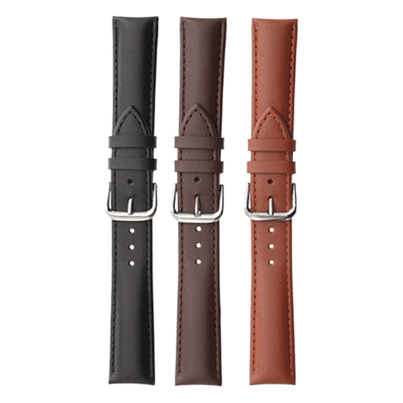 Genuine Leather Watch Straps for Men and Women Wholesale, Compatible with Xiaomi and Huawei Smart Watch Straps, Needle-Grained Plain Leather Straps