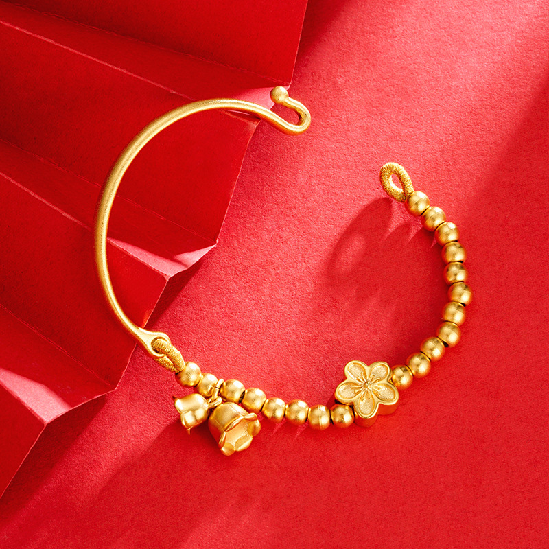 Vietnam oro vintage orquídea media pulsera nacional moda melocotón flor pulsera imitación oro antiguo oro artesanía accesorios pulsera