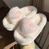 Cotton slippers one word Hearts Plush Autumn and winter fashion Korean Edition Home ins The thickness of the bottom Maomao One piece wholesale