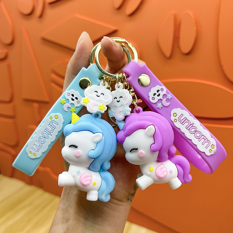 Unicornio encantador y exquisito llavero de coche muñeca joyería pequeña llave colgante bolsos creativos colgante llavero