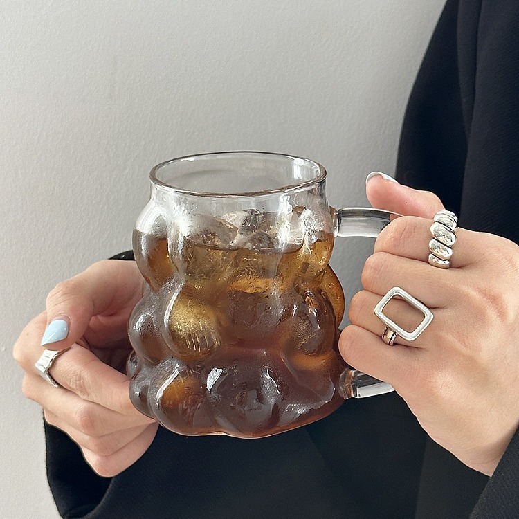 グレープガラス パーソナライズされたコーヒーカップ 耐熱高ホウケイ酸ミルクラテカップ 水カップ ジュースガラス|undefined