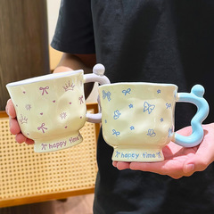 卡通涂鸦高颜值马克陶瓷水杯子盖勺可爱礼盒生日创意伴手礼男女生