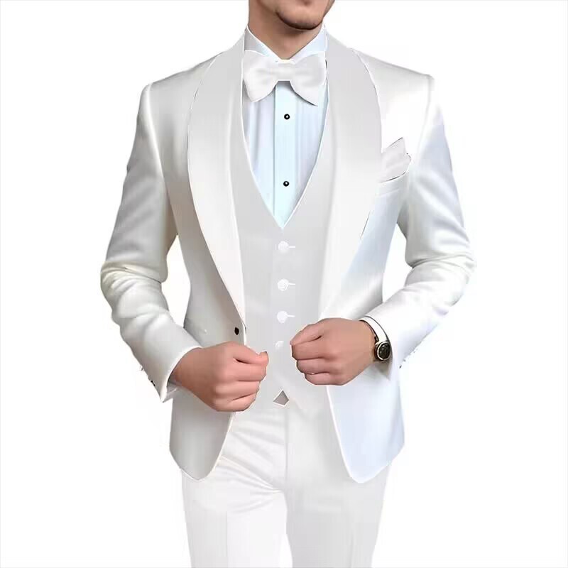 New Men's Three-Piece Suit Set Casual Business Banquet Prom Suit Wedding Groom Dress Suit for Men