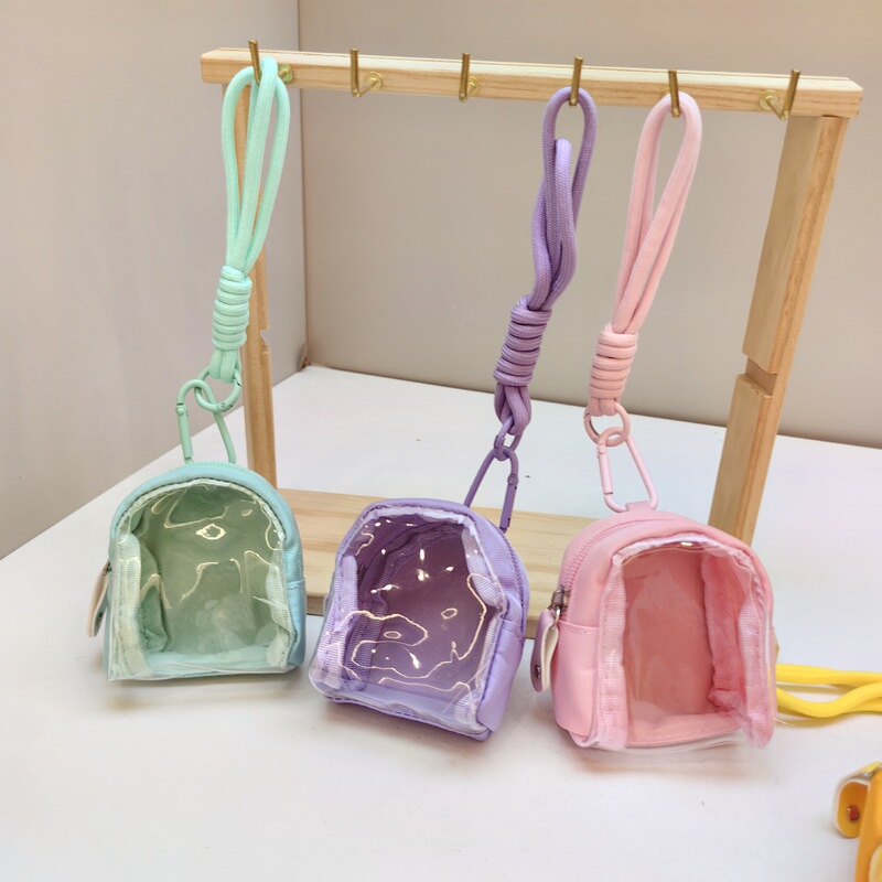 新しいキーホルダーペンダントバッグ、厚くて透明度の高い人形のお出かけバッグ、ショルダーバッグ、キャンディー接着剤ウォーキングバッグ卸売|undefined