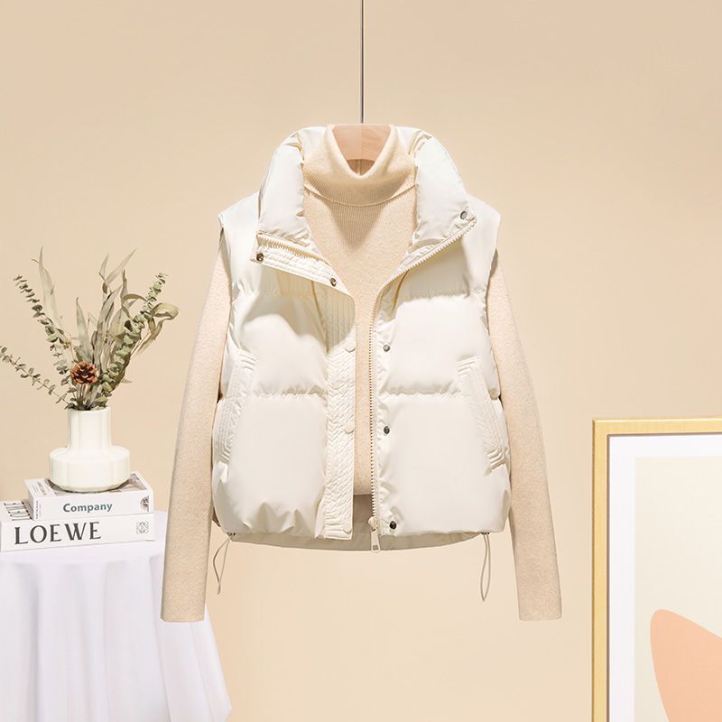 Warm Vest down Cotton Vest Women's 2025 New Winter Fashion Style Short Pu Leather Vest Trendy