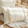 Amazon Simplicity Home Furnishing white Cotton weave white Tufting tassels Nordic Plush Pillowcase Cushion cover