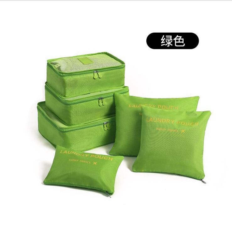 Green storage bag for traveling, set