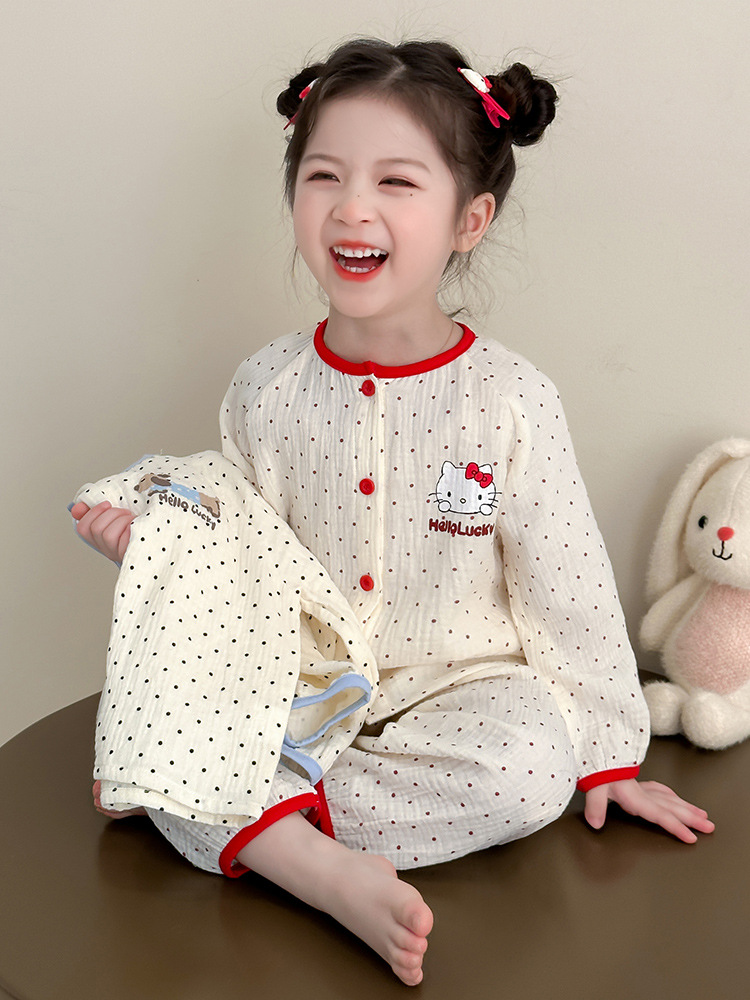 2025 nuevo pijama de niñas primavera y otoño para niños manga larga conjunto de separación de ropa de aire acondicionado para niñas bebés de otoño ropa para el hogar