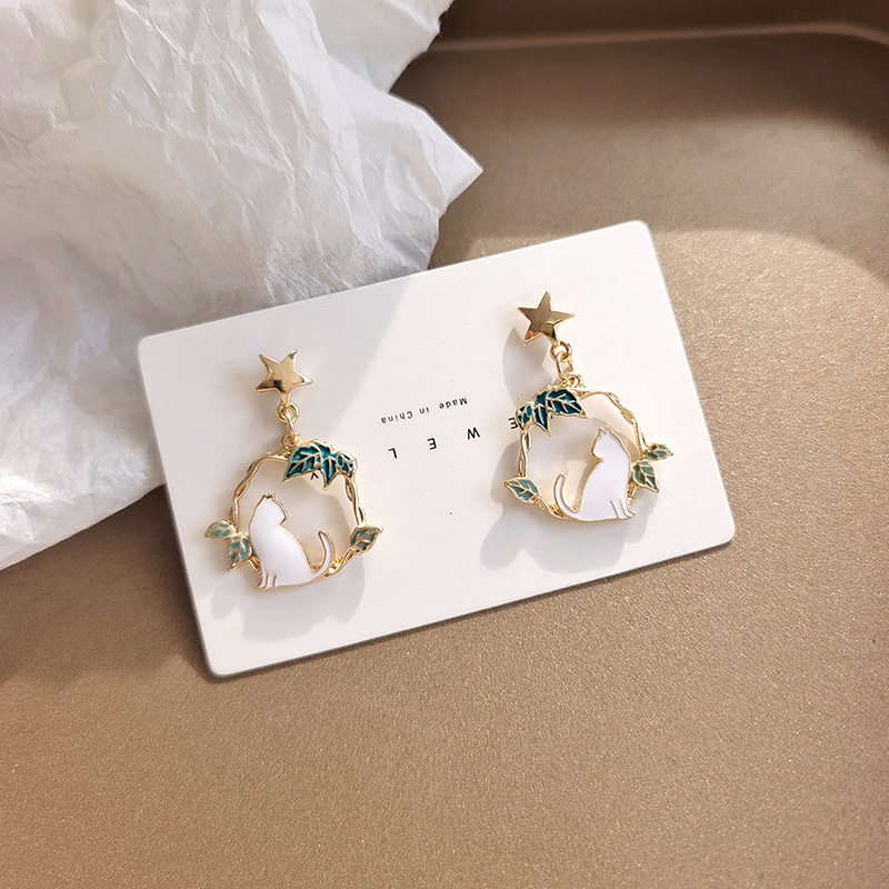 1 Pair Fashion Cat Alloy Plating Women's Earrings display picture 6