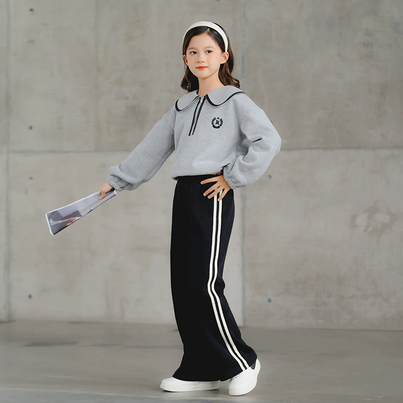 Demi-season short sweatshirt for leisure with zipper, uniform, trousers, sticker, set, for teenagers, family style