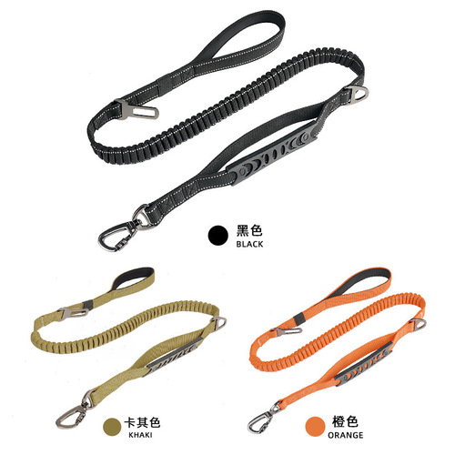 Amazon explosion-proof car safety dog ​​leash multifunctional car seat belt two-hand pet retractable traction rope