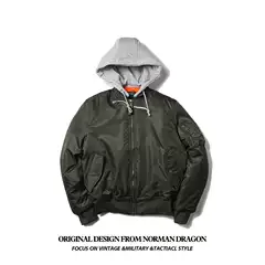 Norman Longmei workwear winter hooded pilot jacket oversized men's cotton-padded coat non-ironing student coat